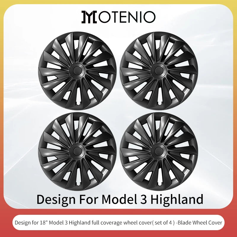 4PCS 18-Inch Blade-Style Wheel Covers for Tesla Model 3 Highland Full Rim Hubcaps - Store Hero