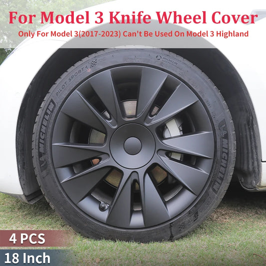 4PCS 18-Inch Knife-Style Wheel Covers for Tesla Model 3 Hubcaps - Store Hero