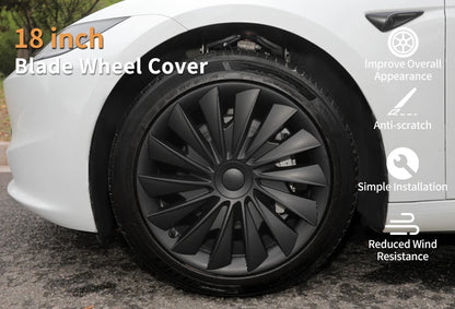 4PCS 18-Inch Blade-Style Wheel Covers for Tesla Model 3 Highland Full Rim Hubcaps - Store Hero